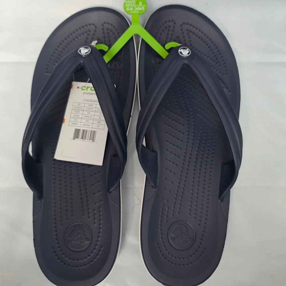 Crocs Crocband Flip Unisex M10 W12 Navy Blue Sporty Sandals 11033-410